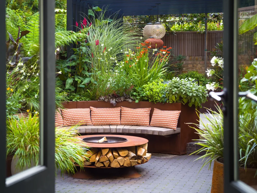 View from the house of the outdoor living area